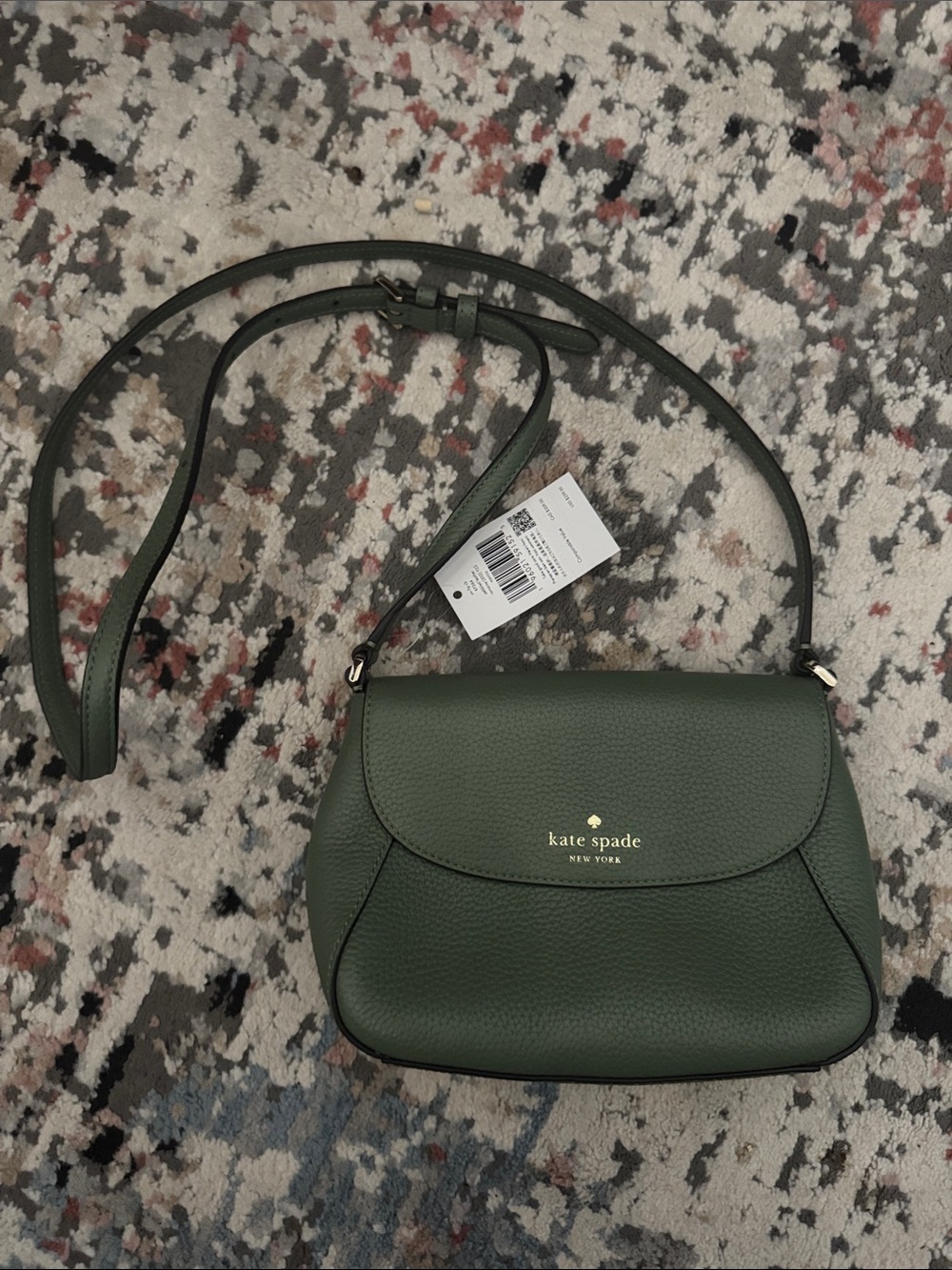 kate spade Forest Green Pebbled Leather Crossbody NEW NWT